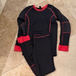 Helly Hansen Black and Red Kids Base Layer Set